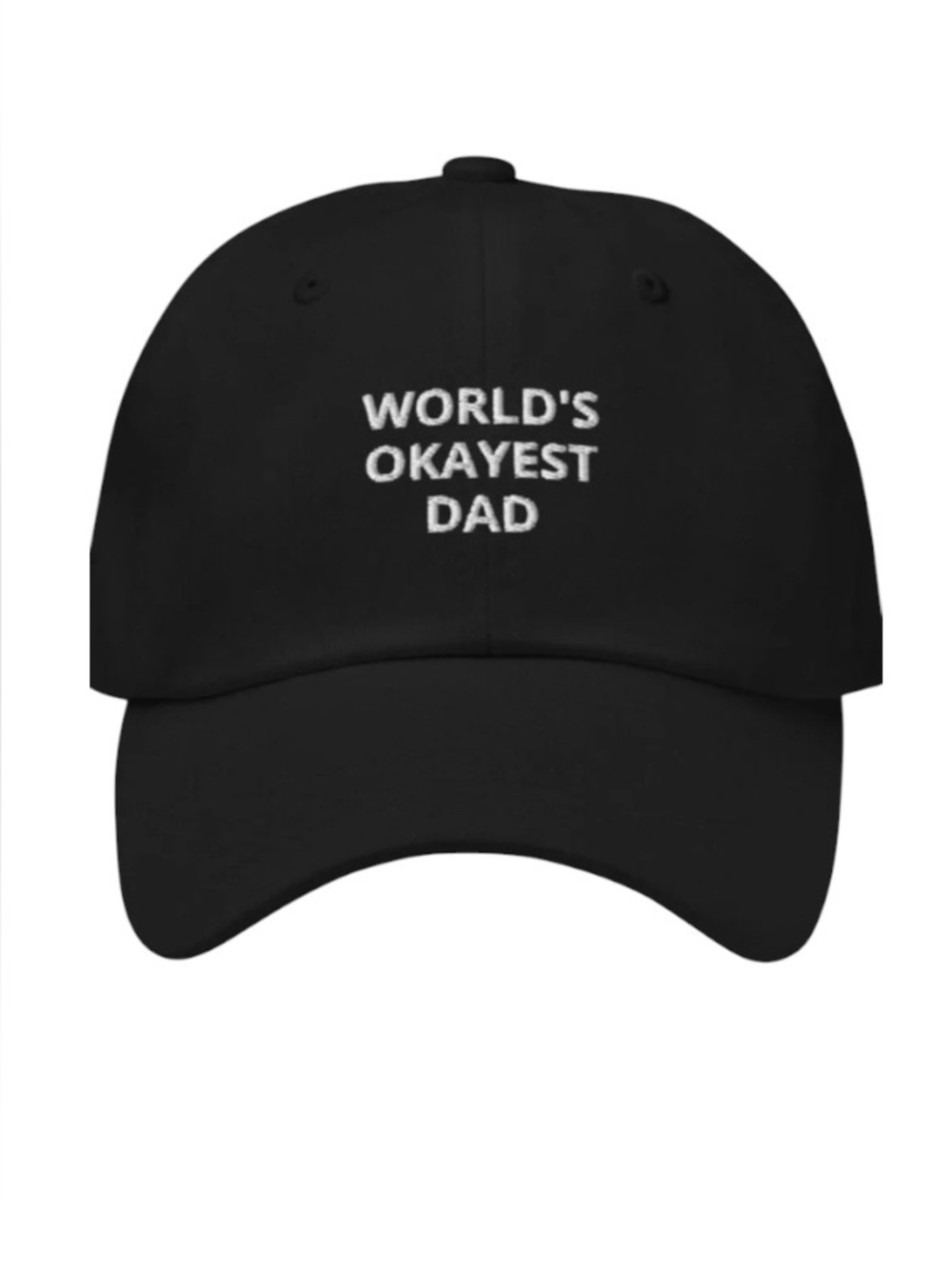 World's Okayest Dad Black Embroidered Dad Hat Funny Father's Day Golf BBQ Cap